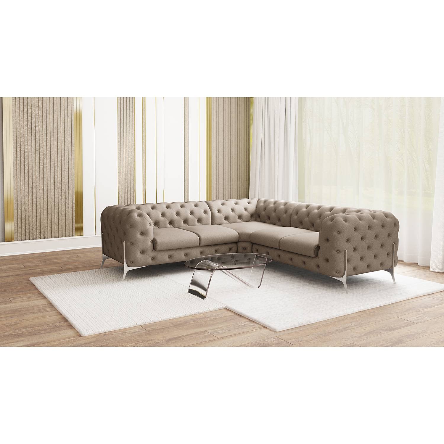 Enza Hoekbank IV bruin microvezel 262 x 262 cm