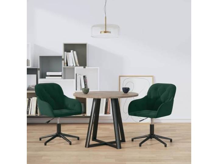 RJPLMFV Esszimmerstühle, drehbar, Velours, Dunkelgrün, 2 Stück Höhenverstellung, drehbar 360°, stabiler Metallrahmen, Kapazität 110 kg