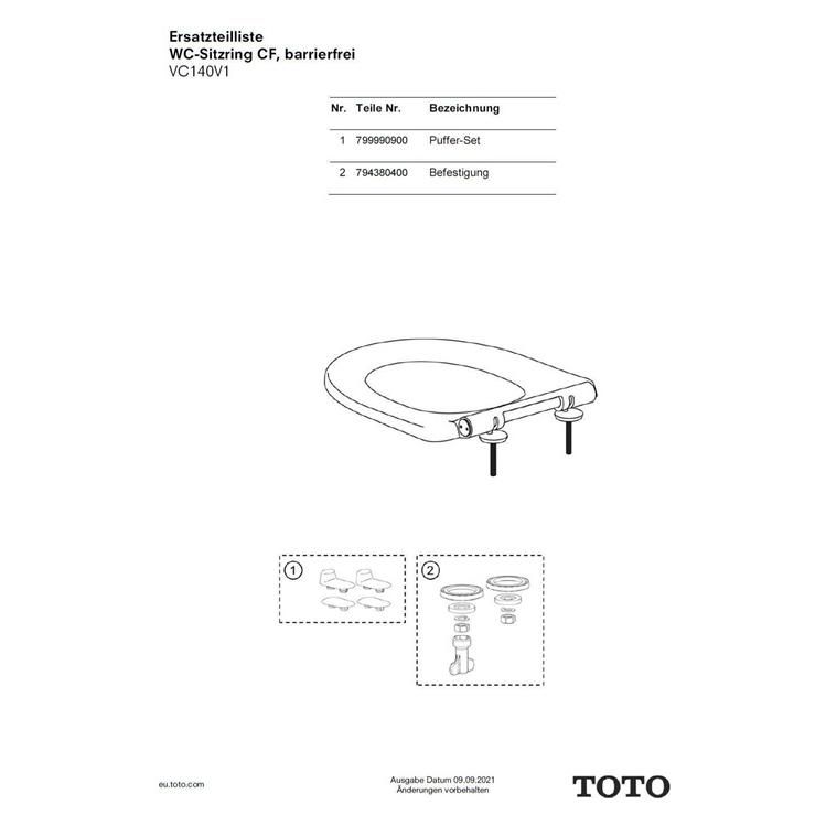 TOTO Puffer-Set + 2mm, für WC-Sitz MH/NC/ES (799990200)