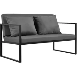 Helloshop26 - Gartensofa mit dunkelgrauen Kissen 70 x 114 x 60 cm schwarz