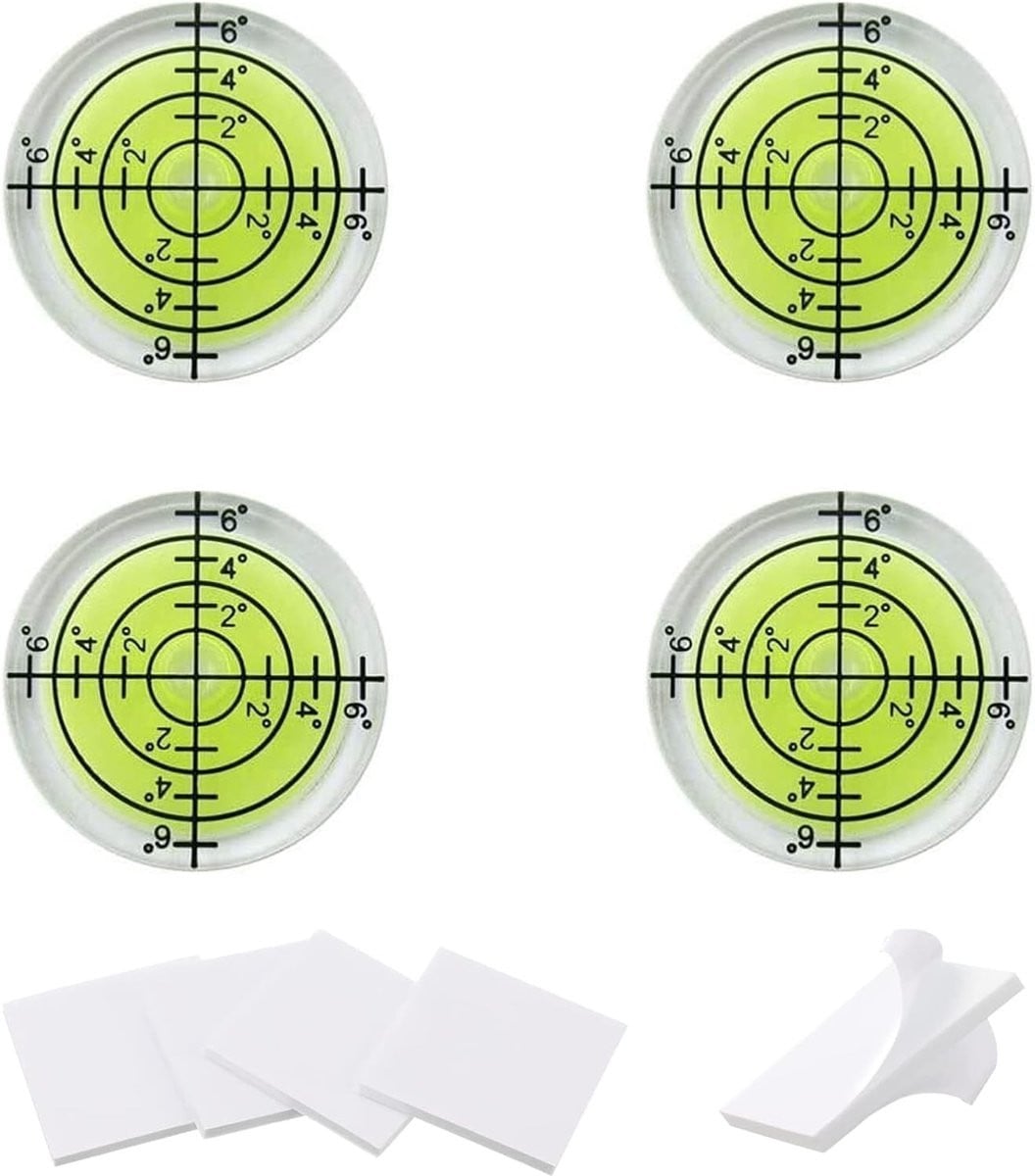 SnelShoppen Mini Waterpas Set van 4 stuks, Transparant, Ø 3,2 cm