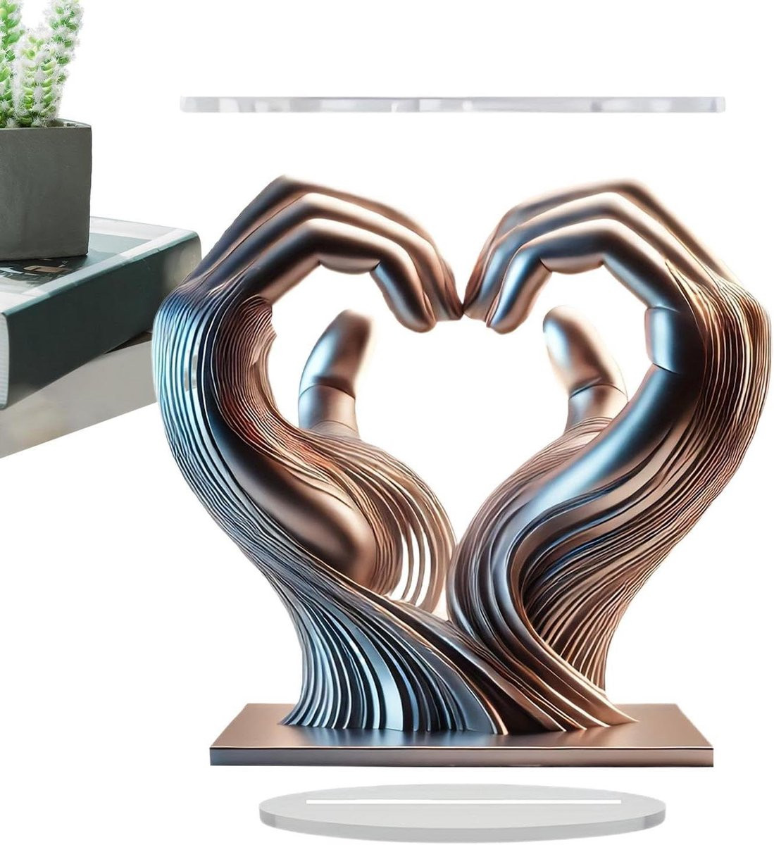 Zilverkleurig Hart Hand Beeldje - Liefde Sculptuur voor Woonkamer Decoratie
