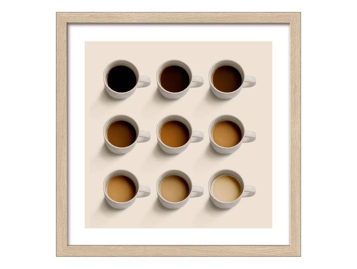 Holzbild Coffee Cups Floatglas, MDF Grau/Beige 33 x 33 x 1cm