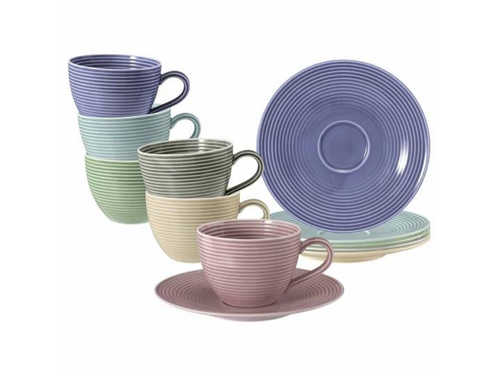 Seltmann Weiden Becher Seltmann Weiden Beat Bunt Kaffeetasse + Untertasse 6er Set, Porzellan