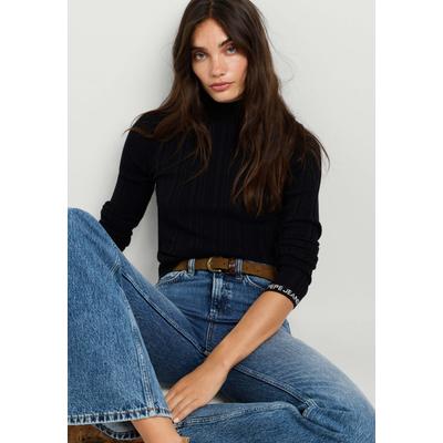 V-Ausschnitt-Pullover PEPE JEANS "Jumper ANNA PERKINS", Damen, Gr. L, schwarz, 60% Baumwolle, 40% Viskose, Pullover