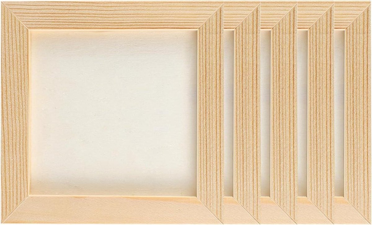 Set van 5 onbehandelde houten fotolijsten voor kinderen om te knutselen