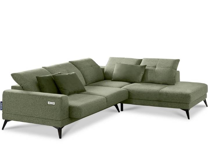 KONSIMO® Ecksofa DAVIDI Ecksofa, USB-Anschluss,verstellbare Kopfstützen