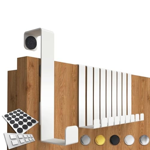 4smile Deurkapstok Set van 10 stuks, Wit, Multifunctionele Wandhouder met Deurhaak 1,6-2,2 cm x 8 cm