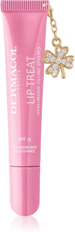 Dermacol Lip Treat brillant à lèvres hydratant SPF 15 teinte 14 Strawberry Milkshake 10 ml