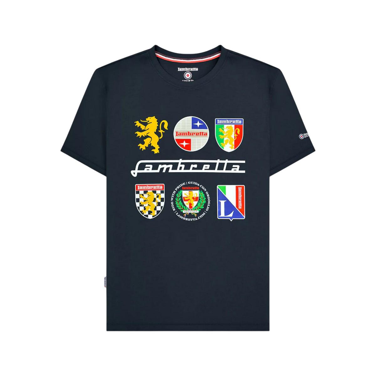 Lambretta Heren Heritage SS26 Logos T-Shirt (Marineblauw)
