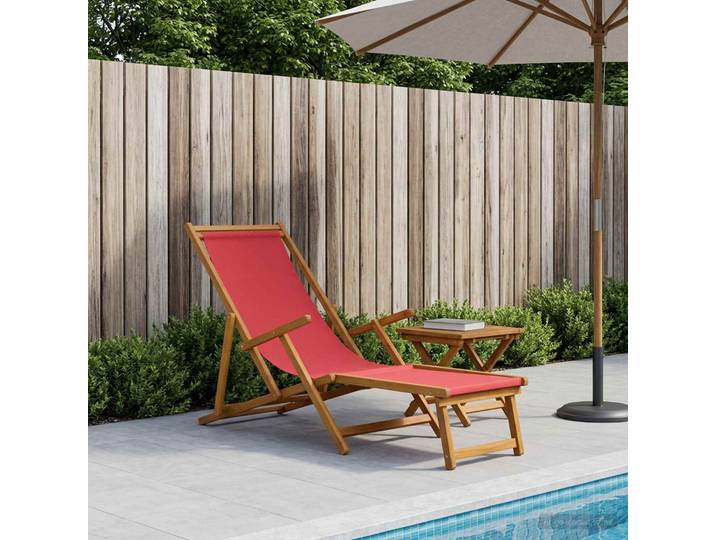 vidaXL Klappbare Sonnenliege 3 Position Massives Eukalyptus Holz Rot