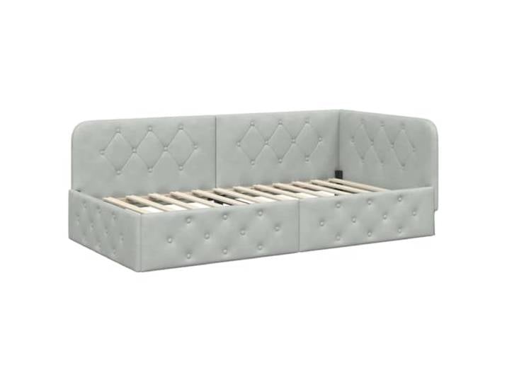 PUGYNBK Eckbettgestell Hellgrau 100 x 200 cm Weicher Samt, wendbare Armlehne, Sofa zu Bett, platzsparend