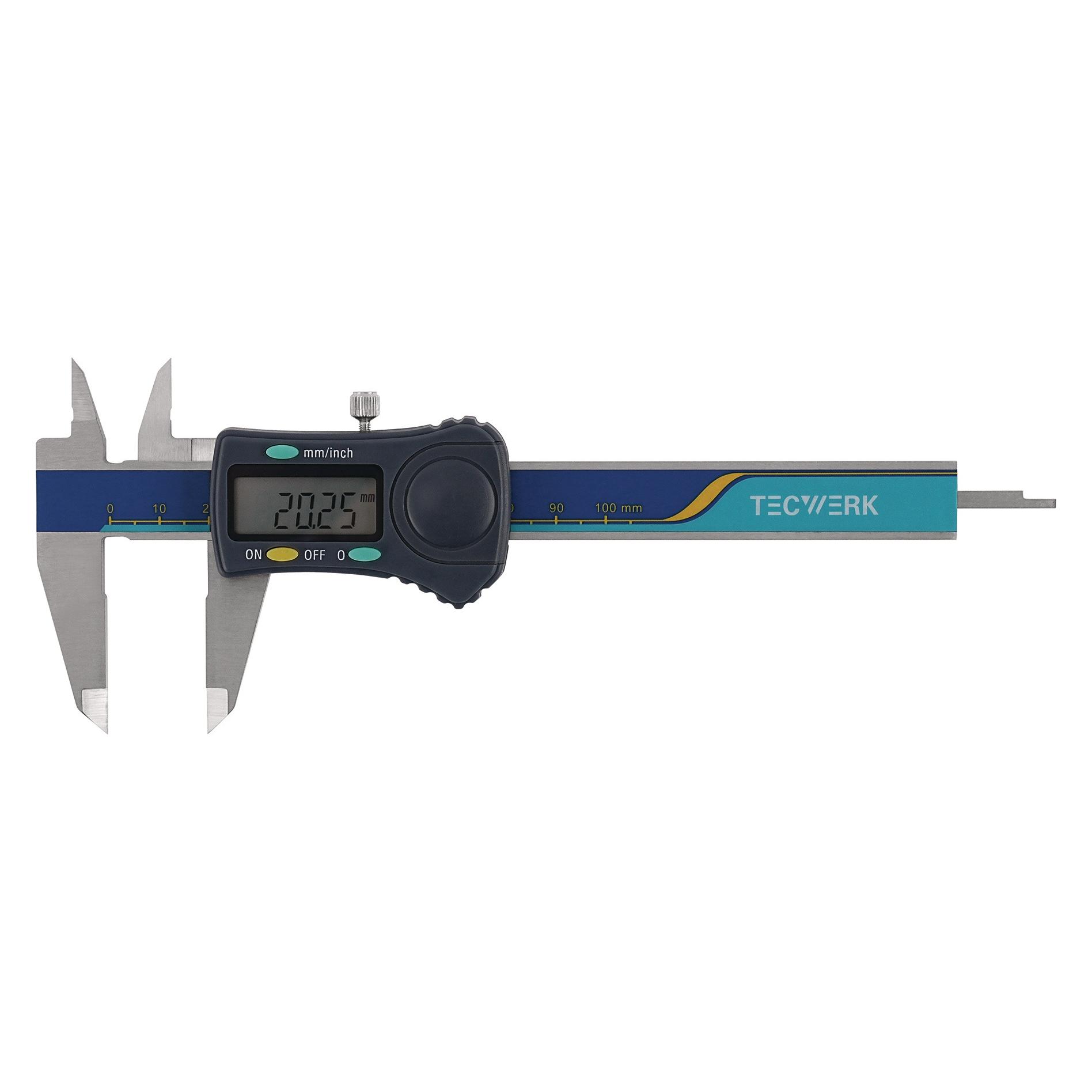 Tecwerk Messschieber DIN 862 100 mm digital mit Feststellschraube eckig (10 cm) (2000851056)