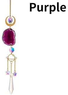 Inspired Living Celestial Crystal Suncatcher Sun And Moon Window Prism Rainbow Maker purple