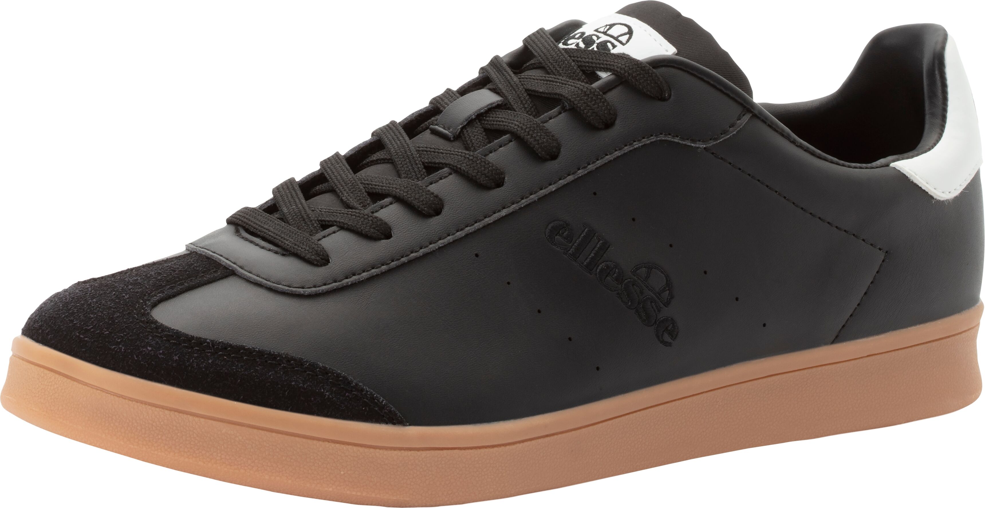 Sneaker ELLESSE "Sarvini Cupsole", Herren, Gr. 41, Textil, schwarz-weiss (schwarz, weiß, schwarz gum), Schuhe Sneaker schwarz, weiß, schwarz gum 41, Textil