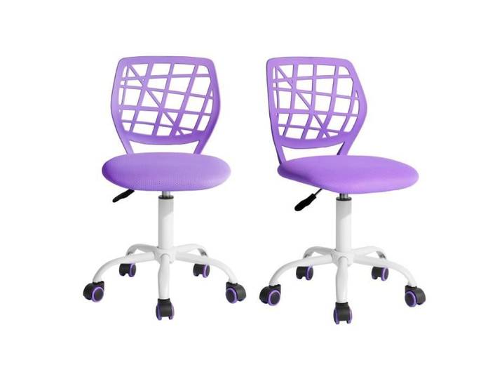 FurnitureR Lot de 2 Chaise de bureau Adolescents Pivotante Réglable avec Siège en Tissu Ergonomique Violet