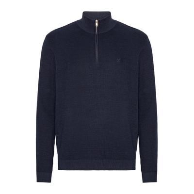 Bolero CLEAN CUT COPENHAGEN "Clean Cut Copenhagen Oscar Half-Zip Knit", Herren, Gr. XXL, navy, 100% Baumwolle, unifarben, normal, amerikanischer Ausschnitt, Strickjacken Bolero