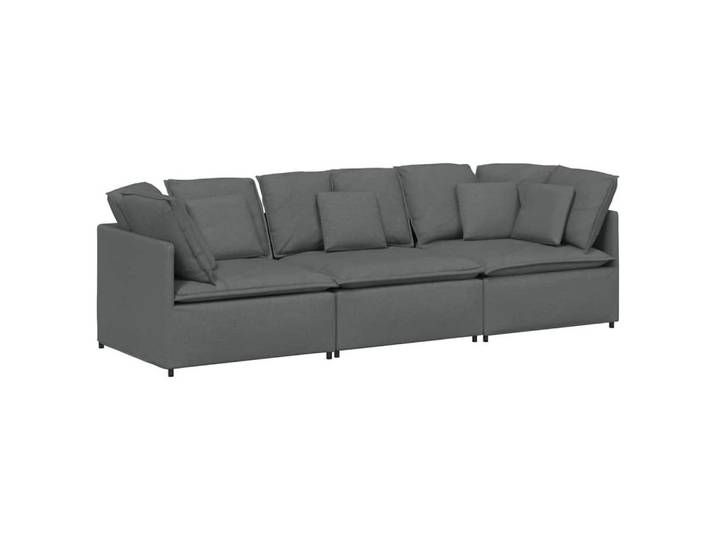 vidaXL Sofa Modulares Sofa mit Kissen Stoff Dunkelgrau