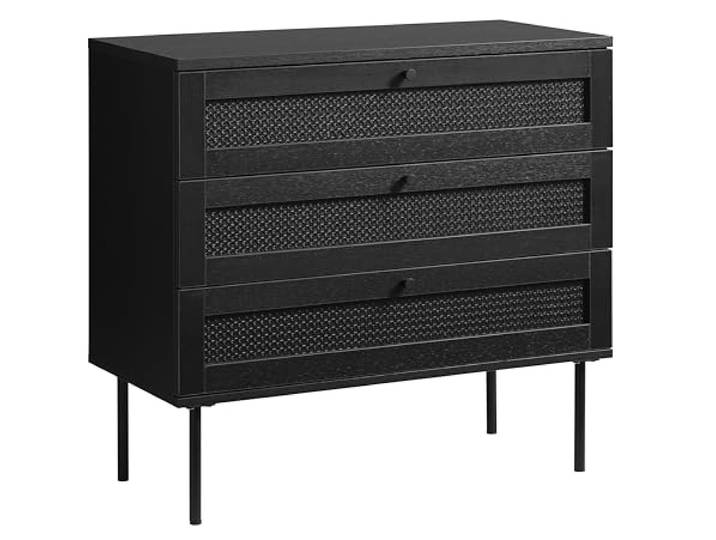 Rattan Kommode, Kommode mit Schubladen, Kommode Schlafzimmer, Schubladenkommode mit Viel Stauraum, Komodenschrank für Schlafzimmer, Wohnzimmer, Flur, Büro 80x75x40cm