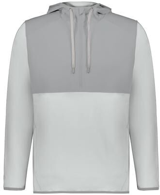 Holloway 223534 CITY STRETCH HYBRID PULLOVER T-Shirt in Pewter/Cloud size Medium   78% recycled polyester/22% spandex