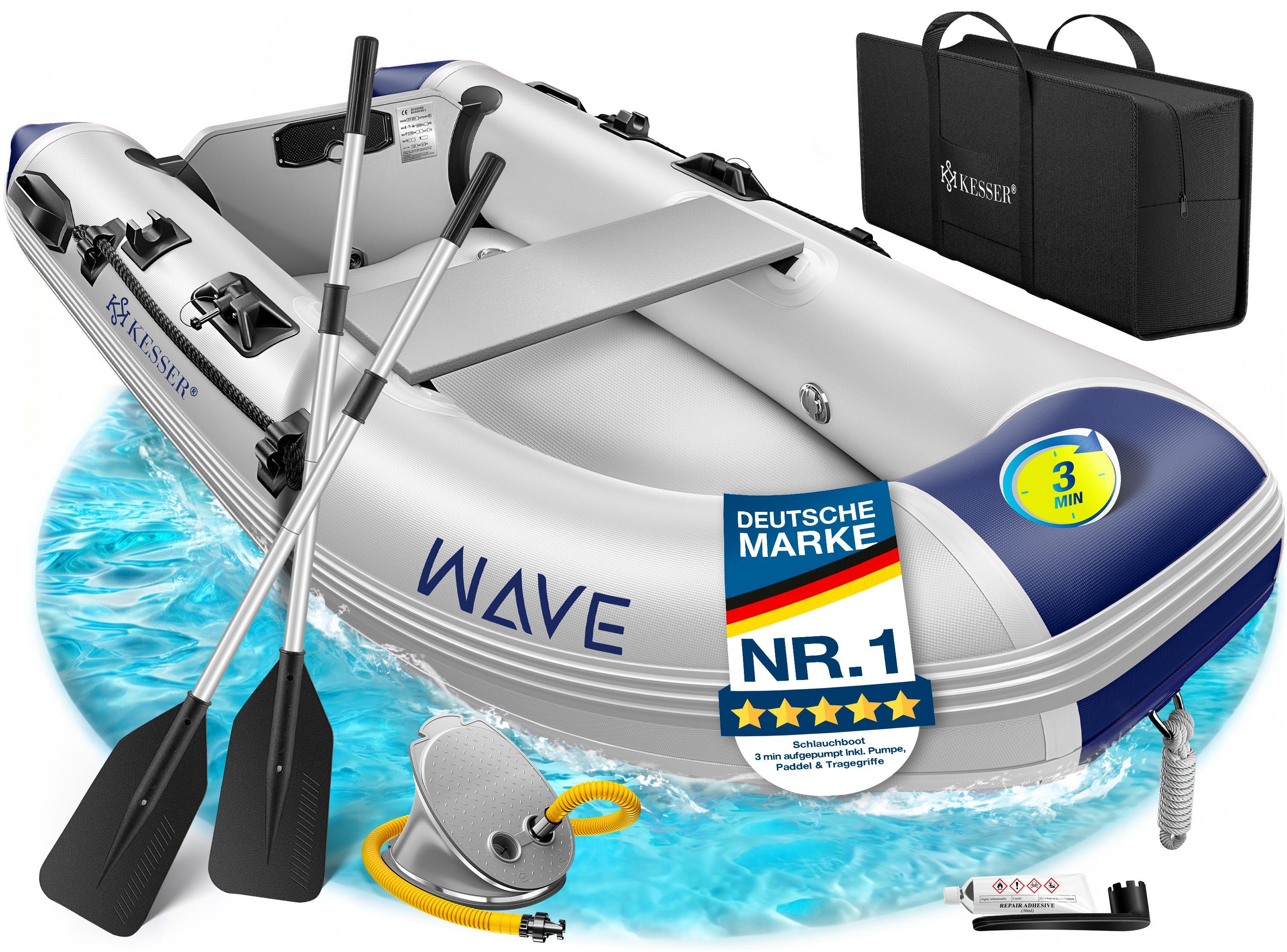 KESSER Schlauchboot für 2 Personen, motorisierbar, aufblasbares Paddelboot
