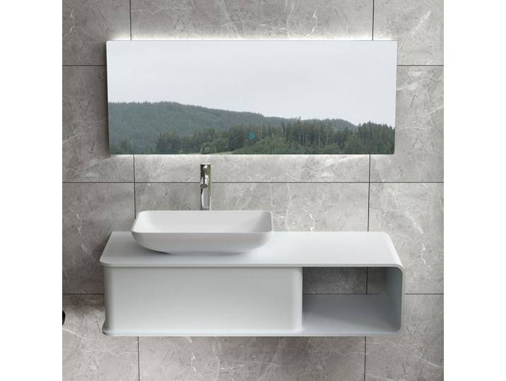 Plan de toilette suspendu avec vasque rectangulaire en solid surface SDVP7L