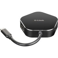 DUB-M420 4-in-1 USB-C Hub mit HDMI/USB-C Ladeanschluss, USB-Hub schwarz/silber