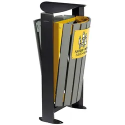 ARKEA ETIK Mülleimer Rossignol 2x 60L Latten grau/rapsgelb aus recycelten Latten/Zementgrau, Rapsgelb