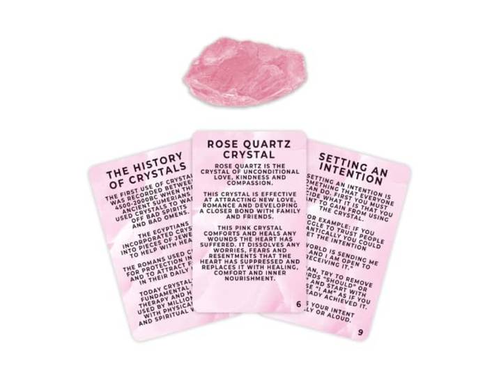 Love Crystal - Vul je hart - Rozenkwarts Healing Crystal + Guide Cards