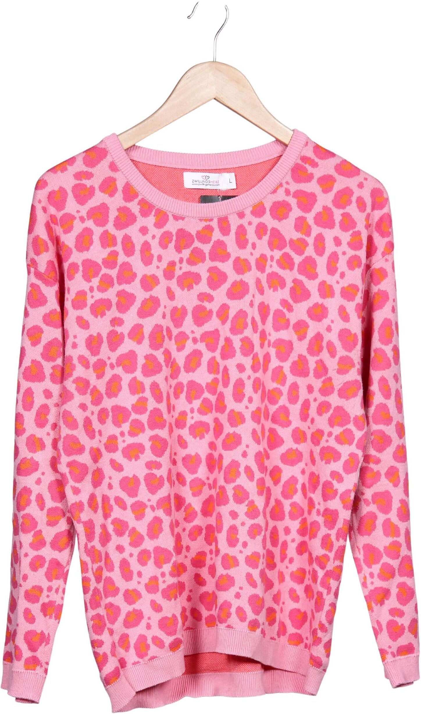 Zwillingsherz Damen Pullover, Pink, Gr. L, Baumwolle - Second Hand