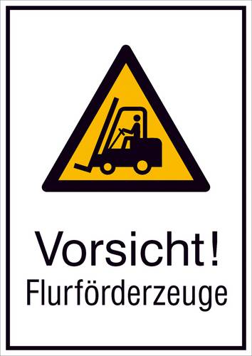 Warn-Kombischild Vorsicht! Flurförderfahrzeuge Aluminium (B x H) 131mm x 185mm ISO 7010 1St.