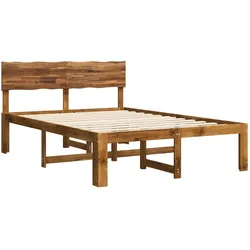 vidaXL, Bett, Doppelbettgestell mit Kopfteil ROSTOCK Natur 135 x 190 cm (135 x 190 cm)