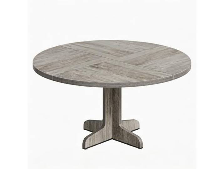 Koioplie Esstisch rund 120 cm Holz Landhausstil Geschwungene Beine Grau Runde Tischplatte, Natürliche Holzmaserung, Geschwungene Basis, Solider Stand, Küche