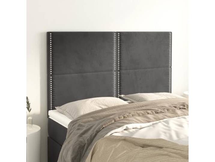 KTHLBRH Kopfteil 4 Stück, dunkelgrau, aus weichem Samt mit verstellbarer Höhe, klassisches Design mit stabilen Holzbeinen, bequeme Rückenunterstützung, elegantes Kopfteil