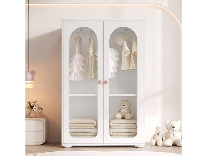 Armoire de chambre - Armoire 2 portes armoire laquée armoire de rangement pour chambre armoire enfant 80 x 50 x 120 cm Blanc