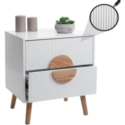 Nachttisch HWC-N89, Kommode Beistelltisch Nachtschrank, 3D-Design Schublade Melamin Holz, 55x48x41cm ~ weiß
