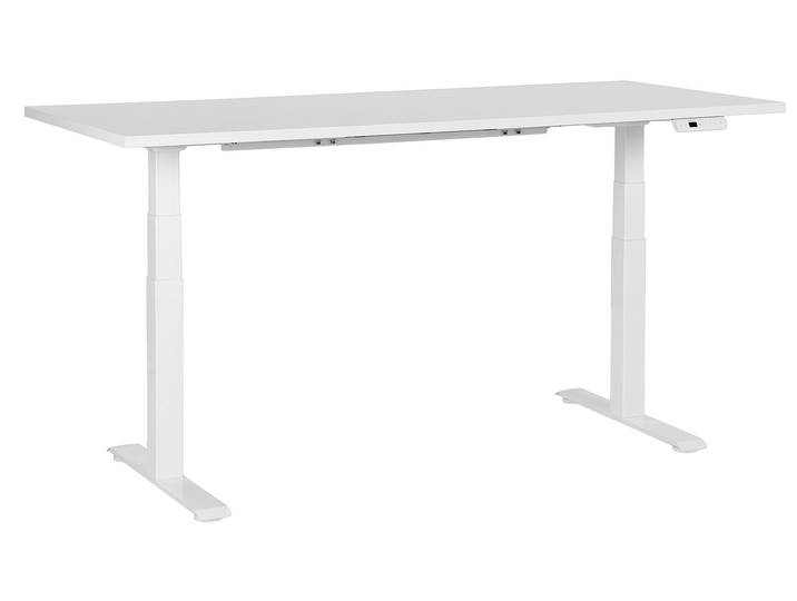 BELIANI Schreibtisch Weiß Melamin 180x72cm Elektrisch Höhenverstellbar Rechteckig mit USB Metallgestell Flexibel Modern Büro Steh-Sitz-Tisch Stehtisch