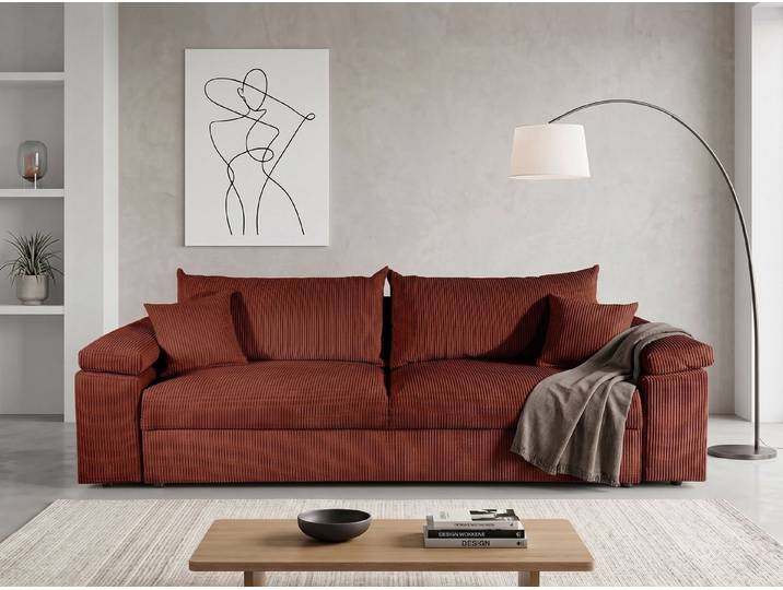 COLLECTION AB Schlafsofa Mara, B: 249 cm, Liegefl. 139x195 cm, Dauer-Schlaffunktion, Bettkasten & Federkern, wahlweise mit Topper