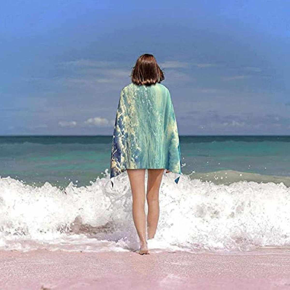 Microvezel Strandlaken Blauw Oceaan - Groot Badlaken voor Strand en Zwembad - 82 x 132 cm