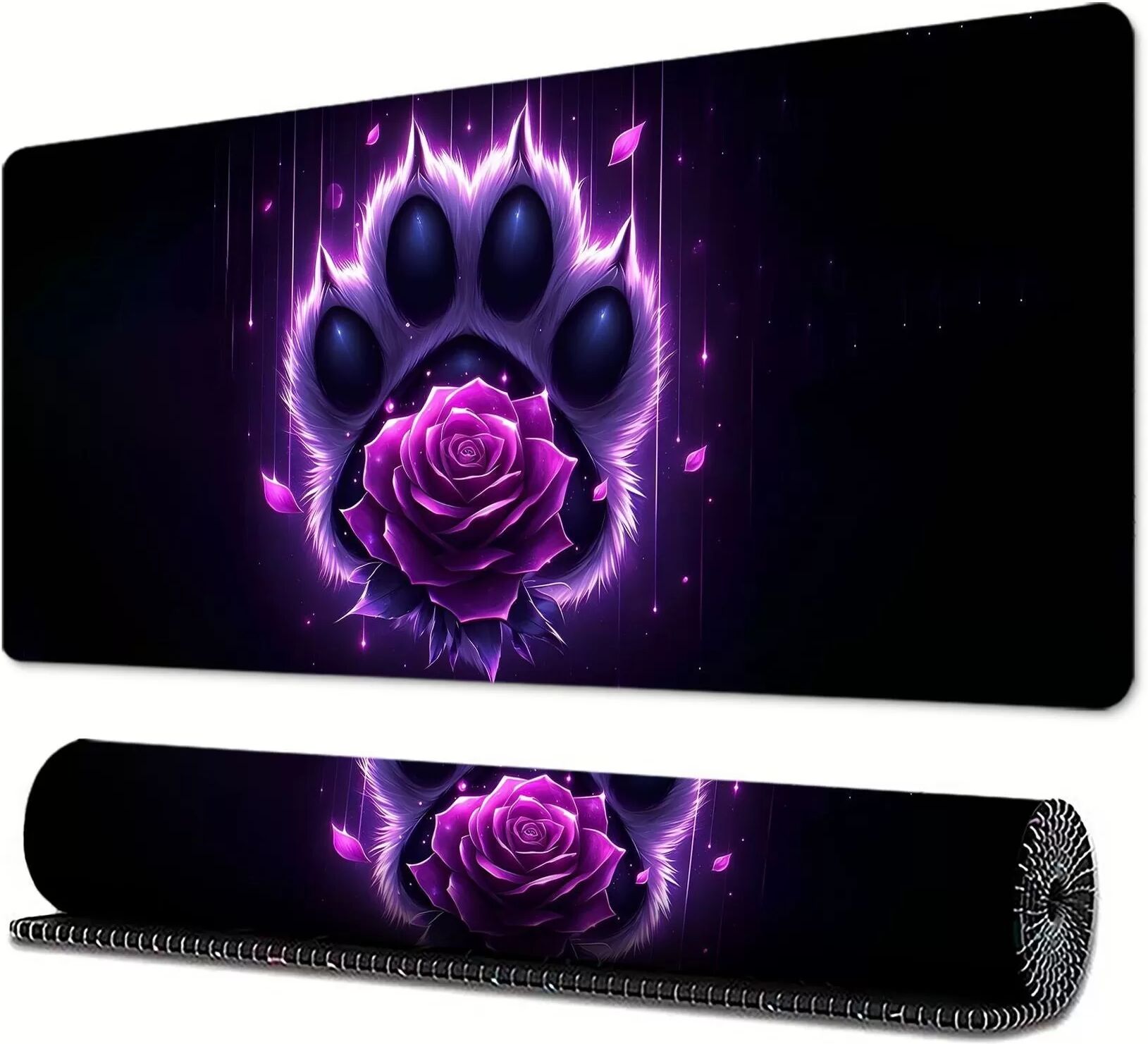 INF Tapis de Souris Floral en Caoutchouc Naturel - Base Antidérapante pour Gaming et Bureau Grand