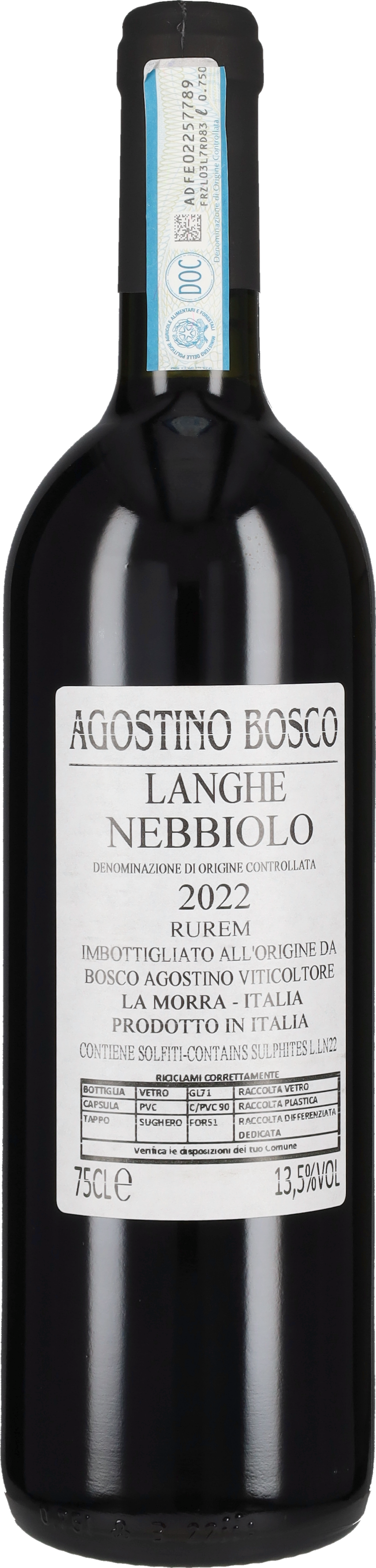 Bosco Agostino Nebbiolo Langhe 'Rurem' Agostino Bosco 2022