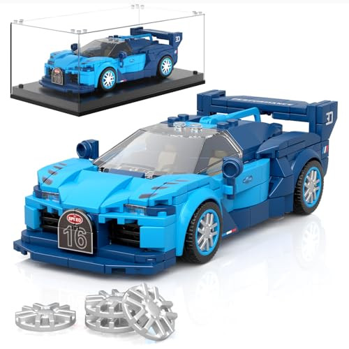 Mould King 27001 Technic Speed Champion Sportwagen bouwset met acrylvitrine, 336 onderdelen