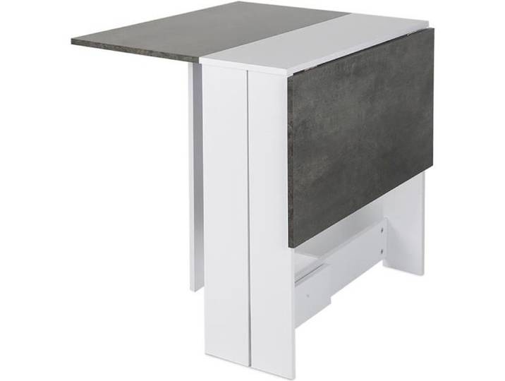 Table pliante béton et blanc - Table Carré 103 cm - Table de bistrot Mange jardin extérieur