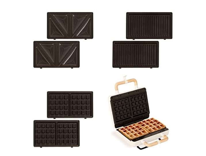 CREATE/STONE 3 IN 1 / Tosti-ijzer, grill en wafels maker Gebroken wit/Met verwisselbare platen