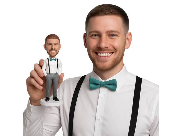 Figurines 3D Bobblehead personnalisées en argile, poupée en argile à partir d'une photo, figurine artisanale pour lui ou elle, souvenir, décoration, art pour la maison