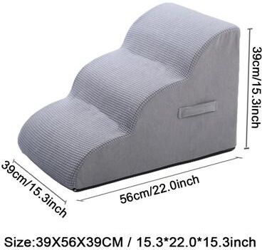 Uplift Essentials CloudStep Orthopedic 3 Step Pet Stairs light Grey 3 Step