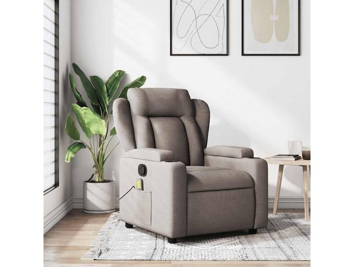 vidaXL Massagesessel, Massagesessel Taupe Stoff