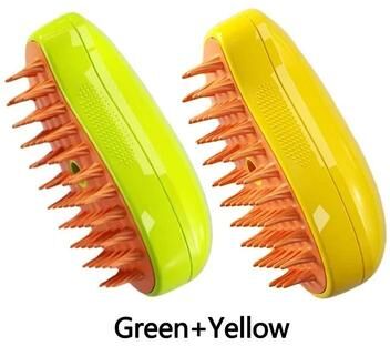 Uplifted Finds Electric Steam Pet Grooming Brush With Massage And Shedding Function green And Yellow