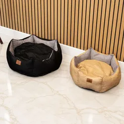 PAW Bed – Large Royal Crown – Black & Grey – 60 × 60 × 26cm