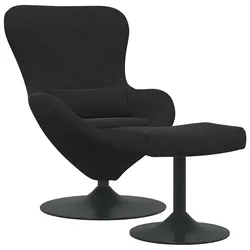 vidaXL Eierstuhl mit Fußhocker Schwarz 63 x 73 x 90 cm Samt
